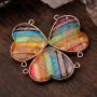 Colorful energy stone Gold-plated hearts with copper frames Bracelet pendant