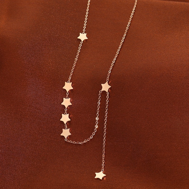 New Choker Chain Titanium Steel Personality Pentagram Necklace Female Fresh Star Charm Necklace