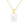 New Trendy Women's Abalone Shell Pendant Necklace Gold Letter Alphabet Necklace with Chain 18K Gold Plated,gold Plated Necklaces