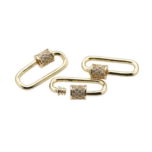 Custom Design Gold Plated Copper White Zircon DIY Carabiner Jewelry Accessory