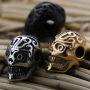 18K Gold Plated Retro Stainless steel Skull Charm Beads with Hole