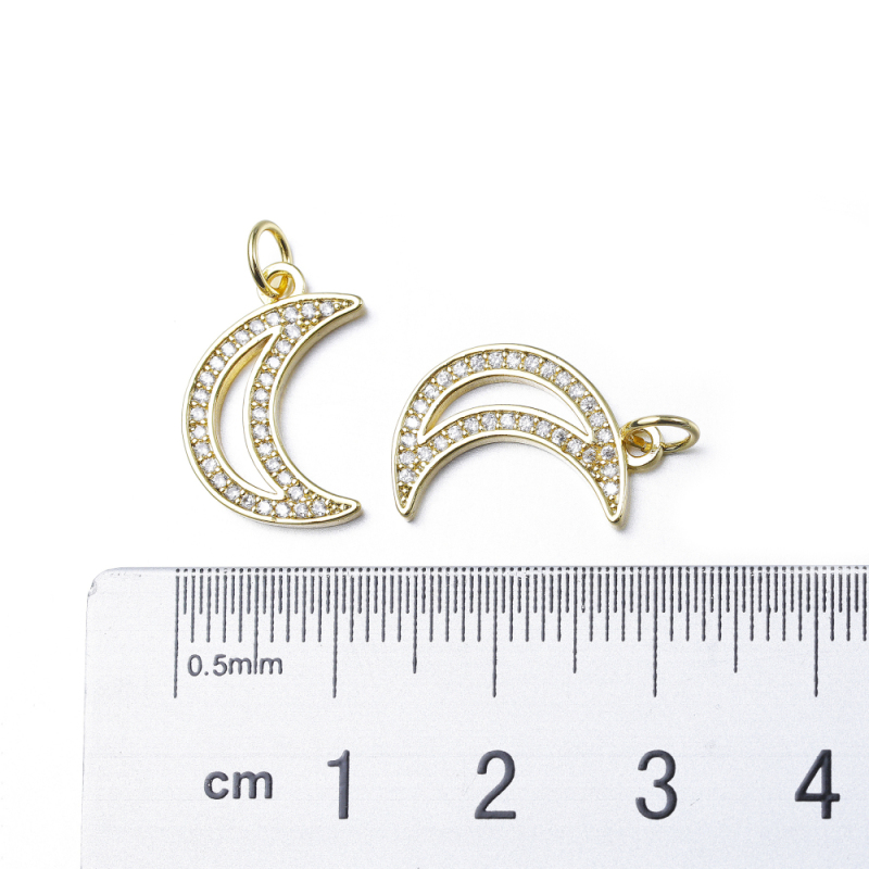 Moon Pendant Copper Zirconium Micro Pendant 12*15mm Pendant Ladies Necklace