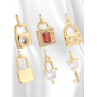 Wholesale Custom Factory Fashion Accessories Necklace Bracelet Pendant Zircon Charm Cubic Key Lock Diy Copper Jewelry
