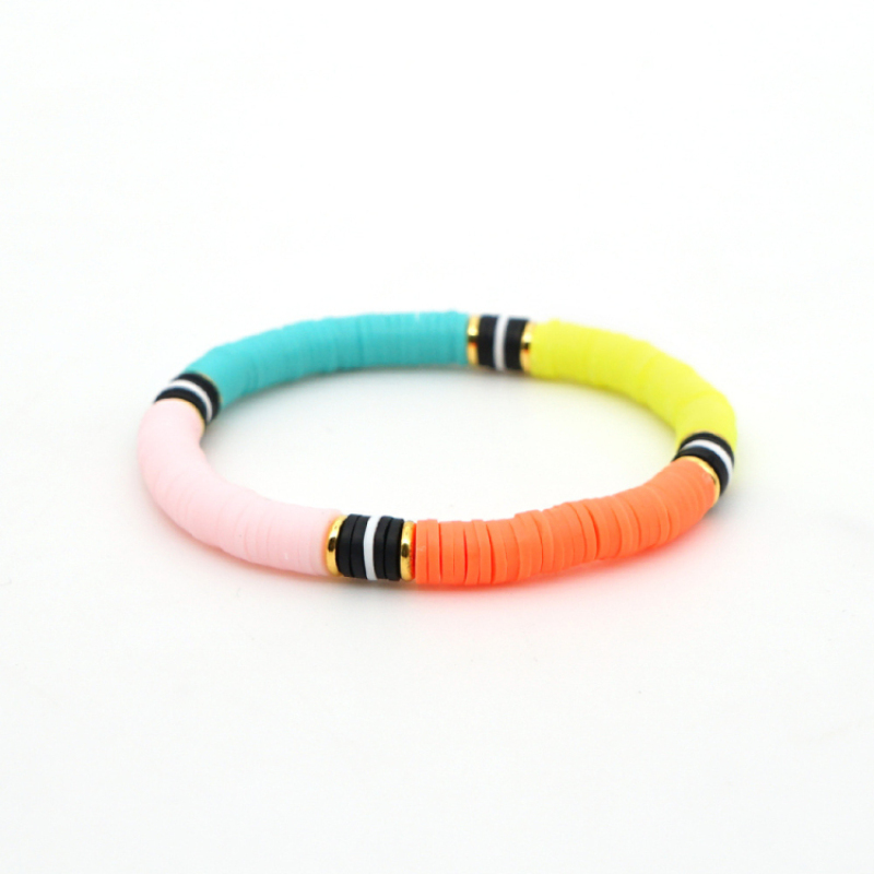 Cool Design Summer Beach Models Jewelry Bohemian Style Small Rainbow Soft Polymer Clay Bracelet