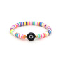 2021 Hot Sale INS Style Friendship Handcraft Rainbow Polymer Clay Disc Bracelet with Eye Charm