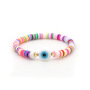 2021 Hot Sale INS Style Friendship Handcraft Rainbow Polymer Clay Disc Bracelet with Eye Charm
