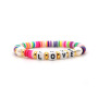 Fashion Handmade Lucky Bohemian Summer Beach  Colorful Polymer Clay Vinyl Heishi Beaded Letter Bracelet