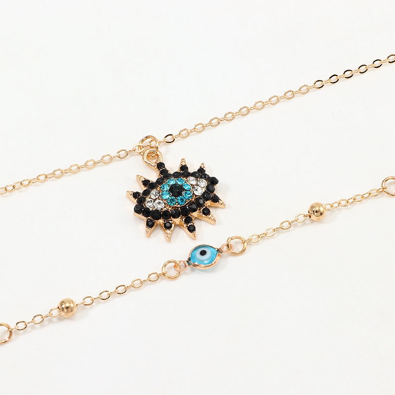 Personalized devil eyes pendant necklace lucky eye chain jewelry double layer evil eyes necklace for women