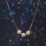 2022 Fashion Trendy 925 Sterling Silver Jewelry Gold Space Beads Freshwater Pearls Pendant Chain Necklace for Women