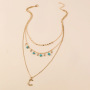 European and American new accessories multilayer crescent pendant necklace