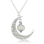 Wholesale luminous beads pumpkin pendant necklace silver plated moon Halloween light up necklace for lady
