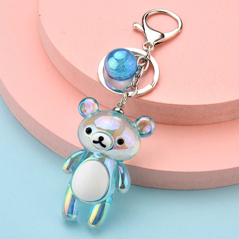Personalized Custom Dazzling Cartoon Cute Bear Key Chain Acrylic Pendant Bag Charm Keychain