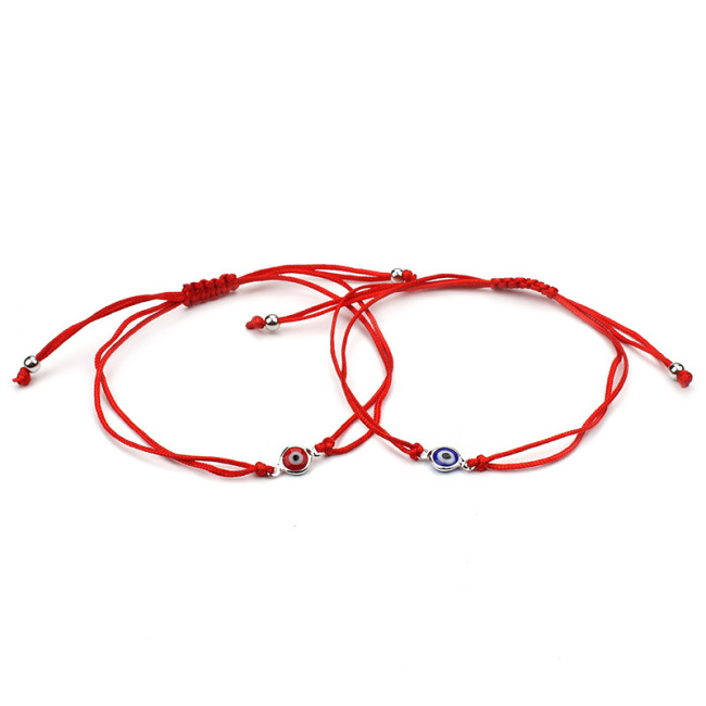 Simple Turkish blue eyes bracelet adjustable handmade woven red rope devil eye friendship hand rope evil eyes bracelet