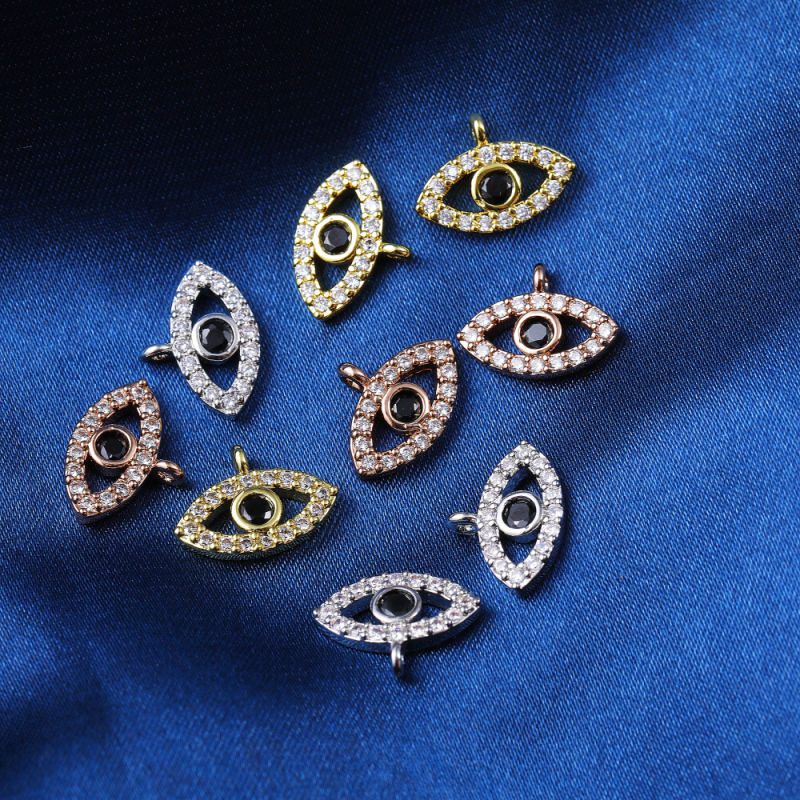 Micro Insert Zirconia Jewelry Gold Plated Pendants Devil's Eye Charms for Jewelry Making