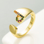 Couple Copper Ring 18k Gold Micro-inlaid Zircon Letter Open Ring Hip-hop Style