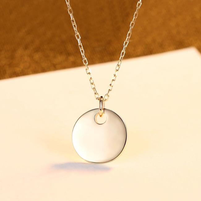 Wholesale Women Fashion Accessories 14K Real Gold Plated Round Disc Design Long Chain Charm Jewelry Pendant Necklace