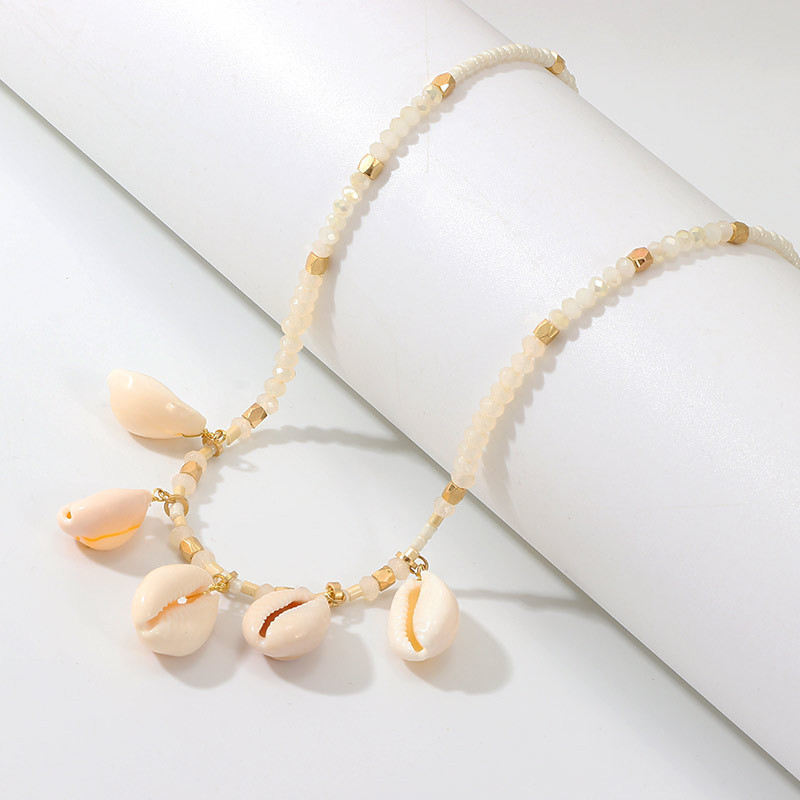 Bohemian link chain round beadssummer jewelry  natural sea shell necklace for women