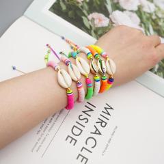 Bohemian Style Shell Colorful Polymer Clay Friendship Jewellery Travel Bracelets Hand Charm Bracelets Gold Plated Multicolor T/T