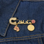 Muslim cartoon alloy electroplating geometric national tide color matching brooch