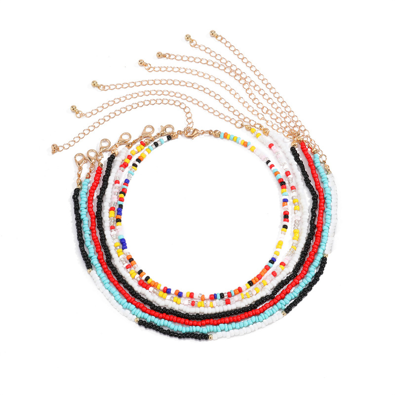 Wholesale Fashion Jewelry Colorful Seed Beads Woven Bohemian Multi Layered Jewelry Necklace for Women