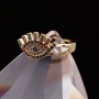 Fashion Jewelry Rainbow CZ Micro Pave Gold Plating Turkish Evil Eyes Adjustable Ring For Valentine gifts
