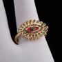Beautiful Saudi Style CZ Zircone Micro Pave Sun Flower Eye Rings Gold Open Rings Jewelry