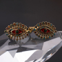 Beautiful Saudi Style CZ Zircone Micro Pave Sun Flower Eye Rings Gold Open Rings Jewelry