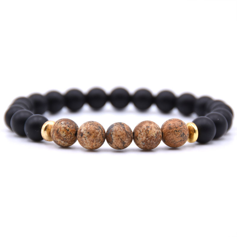 2021 Custom Best Selling Cool Smooth 8mm Natural Stone Beaded Bracelet Mens Bead Bracelets Stone Bead Bracelets
