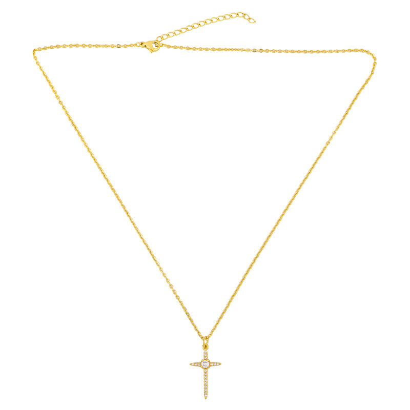 Modern Design Ins Style 18K Gold Simple Short Clavicle Chain Student Versatile Cross Necklace For Girl Gift