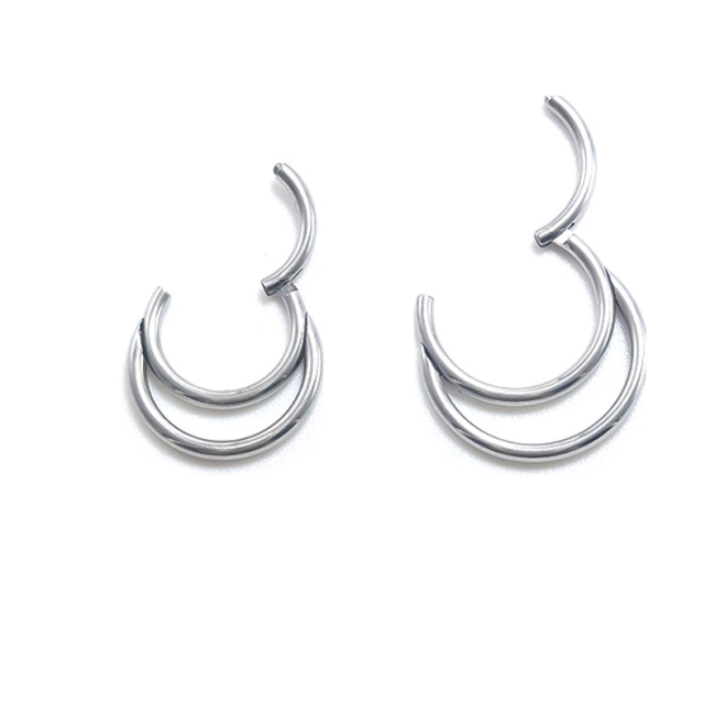 Custom Face Piercing Jewelry 316l Stainless Steel Hinged Double Hoop Segment Septum Lip Cartilage Helix Conch Nose Rings