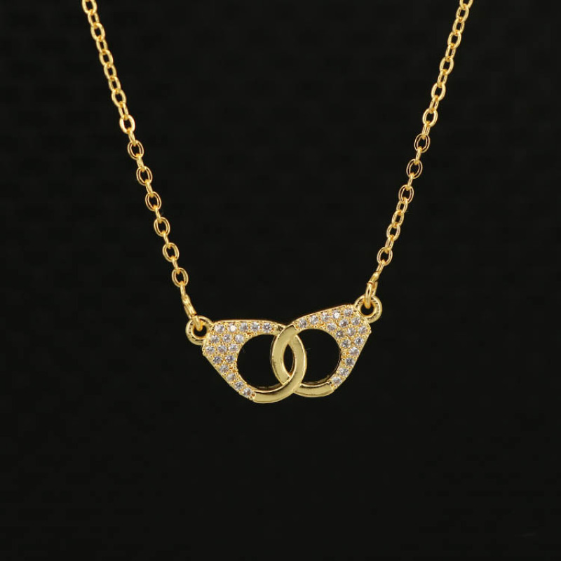 14K Gold Vermeil Brass Dainty Bling Jewelry Zircon CZ Diamond Handcuff Necklace