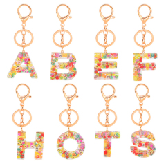 Fashion Jewelry Trendy English Letter Alphabet Initial Handbag Car Name Key Ring DIY Custom Resin Keychains