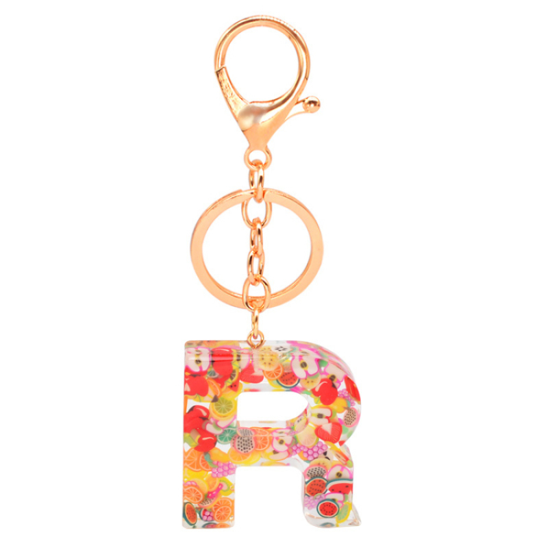 Fashion Jewelry Trendy English Letter Alphabet Initial Handbag Car Name Key Ring DIY Custom Resin Keychains