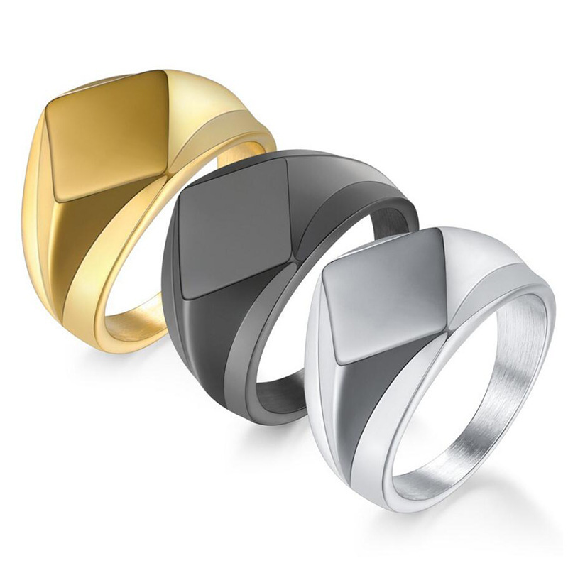 Best Selling Custom Logo Men Rings Gold Engraved Simple Stainless Steel Women Men Rings