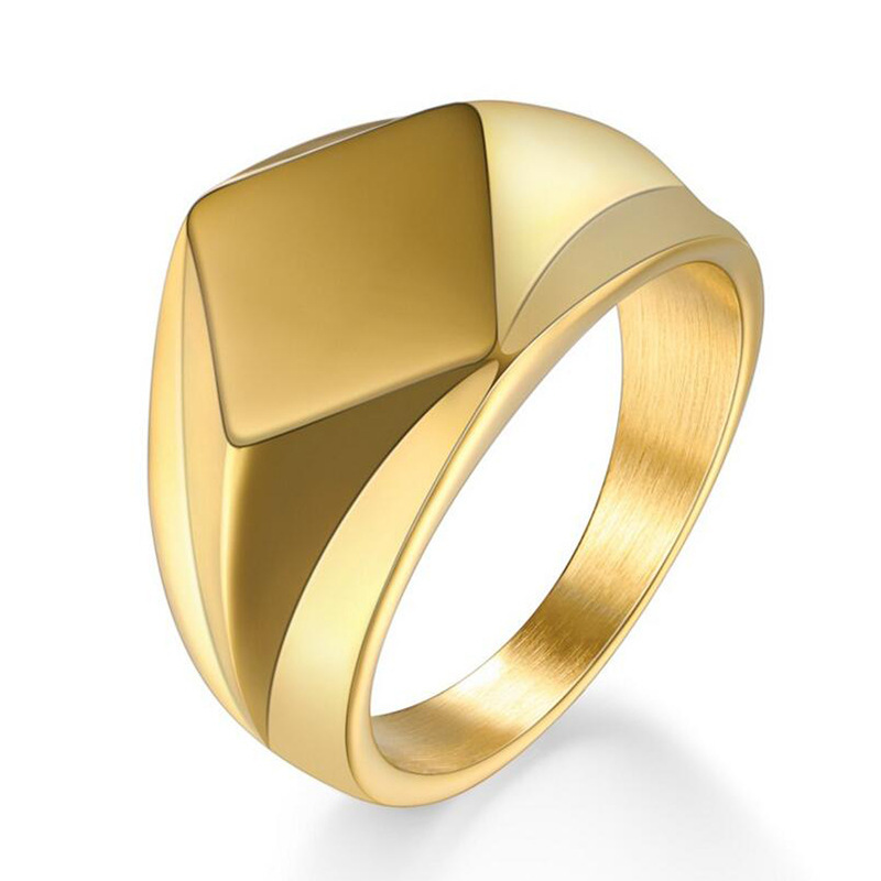 Best Selling Custom Logo Men Rings Gold Engraved Simple Stainless Steel Women Men Rings