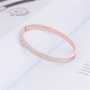 Rose Gold Plated 3 Row CZ Micro Pave Stainless Steel Hand Bangle Bracelet Jewelry
