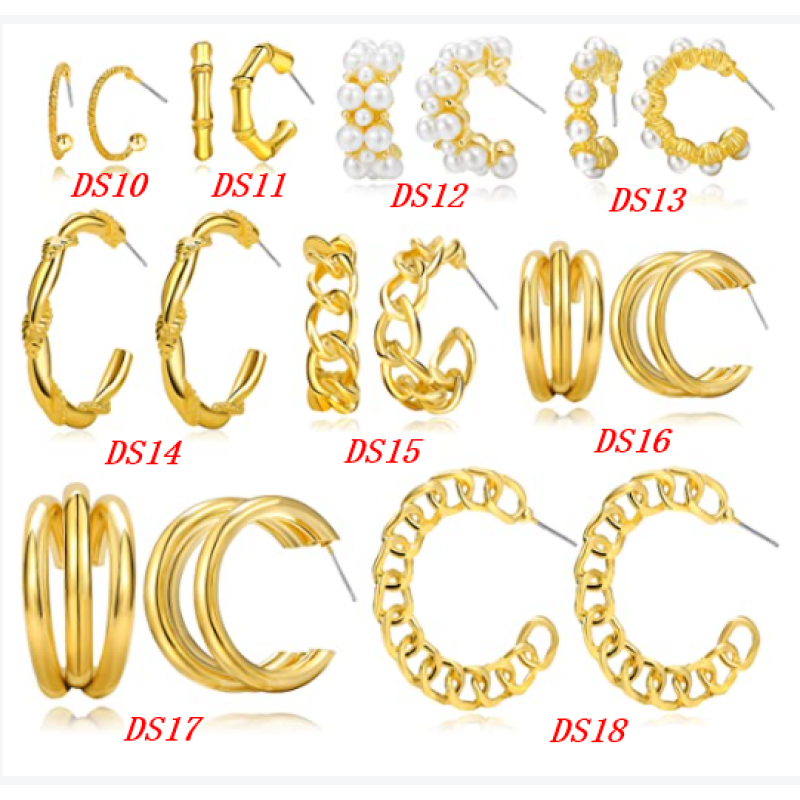 2021 Custom Wholesale Women Fashion Accessories Gold Plated Ins Style Drop Ear Ring Korean Circle Shaped Hoop Earrings