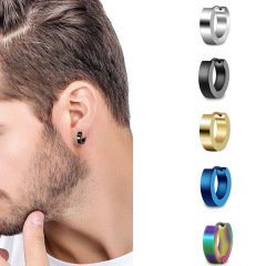 Fashion Men Style Anti-allergic Stainless Steel Buckle Huggie Earrings for Lovers Gift