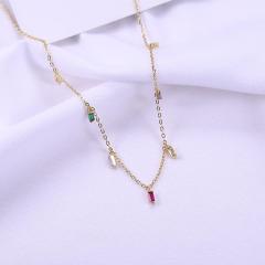 Women Fashion Accessories 925 Sterling Silver Charm Long Necklace Jewelry Colorful Diamond CZ Gold Initial Choker Necklace
