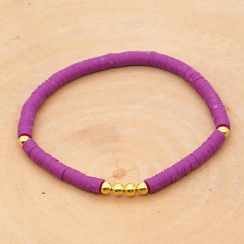 Colorful Polymer Clay Bracelet 4mm Vinyl Summer Beach Handmade High Quality Fadeless Gold Beaded Bracelets