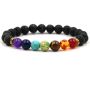 Beaded Bracelet Natural Healing Balance Beads Yoga Valconic Healing Energy Lava Stone 7 Chakra Diffuser Bracelet