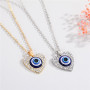 Simple heart pendant devil eyes necklace lucky eye chain jewelry evil eyes necklace for women