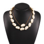 baroque  natural freshwater  pearl necklace  jewelry  fashion summer shell beads for Women