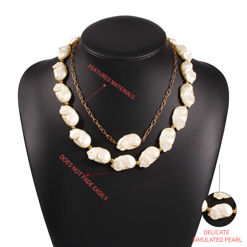 baroque  natural freshwater  pearl necklace  jewelry  fashion summer shell beads for Women