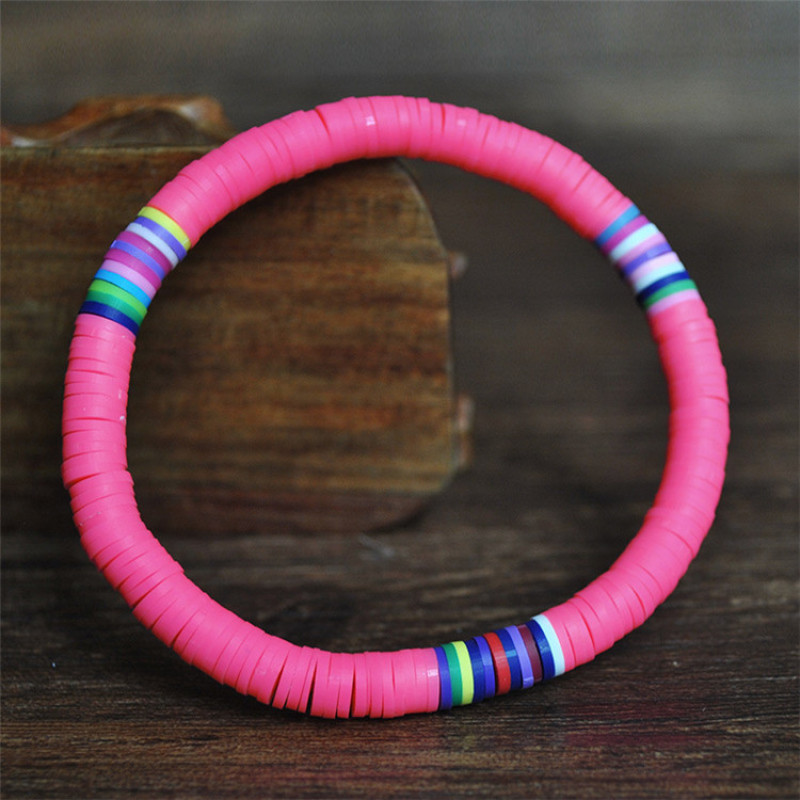 MOJO New beach Bohemian 6mm colored soft clay bracelet female stretch bracelet wholesale