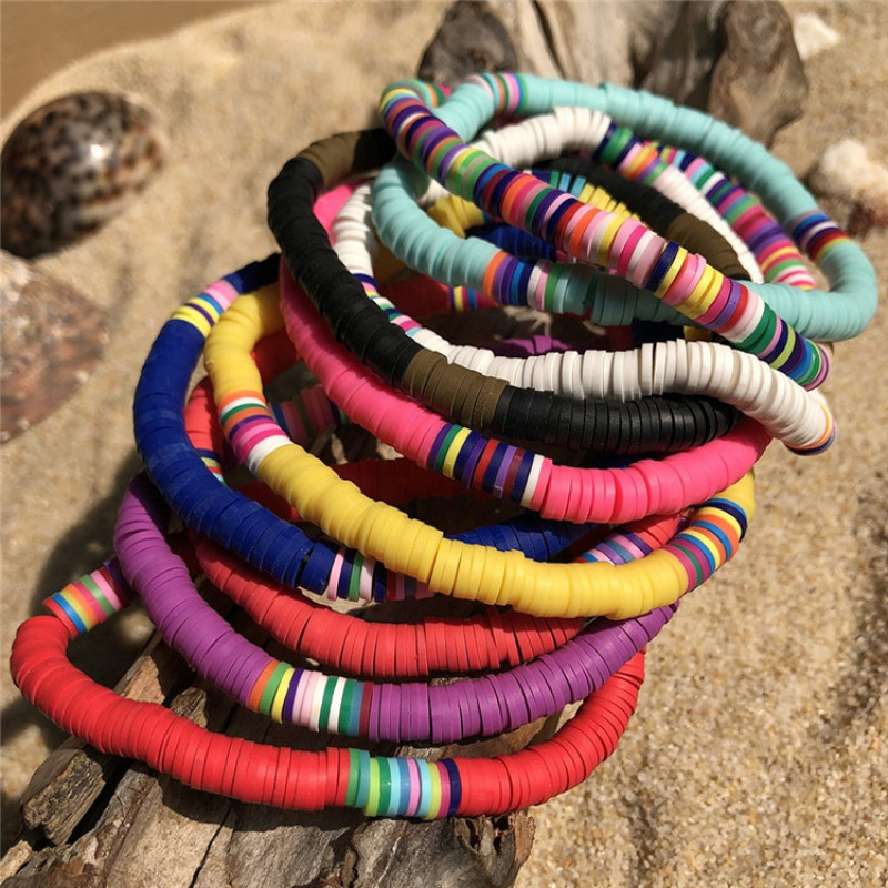 MOJO New beach Bohemian 6mm colored soft clay bracelet female stretch bracelet wholesale