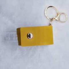 Portable Hand Sanitizer Bottle PU Leather Sheath Bag Charm Keychain for Men Women Gift