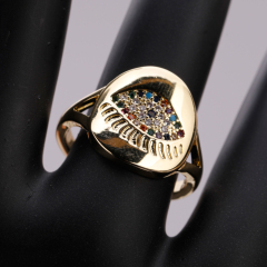 Beautiful Design Young Ladies CZ Micro Pave Evil Eyes Ring Adjustable Ring Jewelry 2021