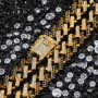 15MM Width Exaggerated Personality Black and Blue Rhinestone Cuban Link Chain Necklace