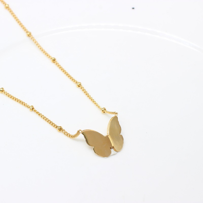 Fashion 18k Gold Plated Stainless Steel Clavicle Chain Pendant Charm Butterfly Necklace for Woman